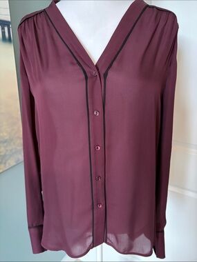 Vince 100% Silk Burgundy/Plum Blouse